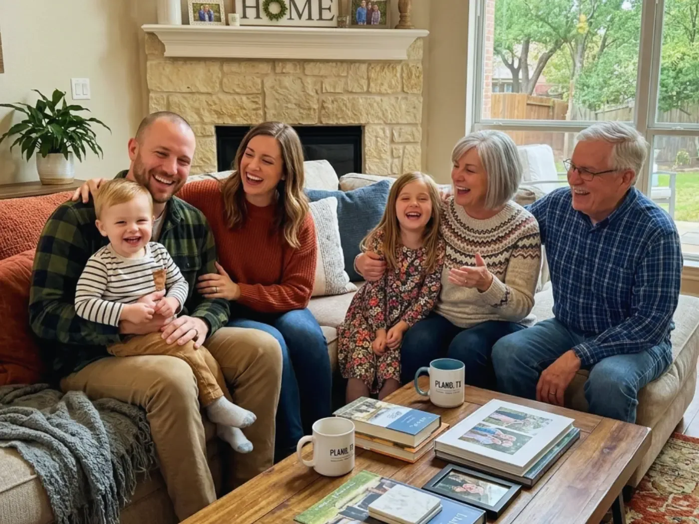image of family with senior and young home owners in Plano, TX