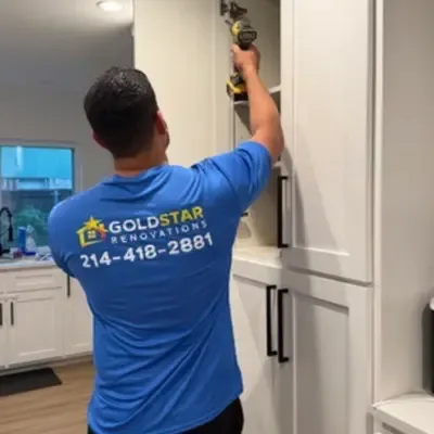 Custom kitchen cabinet installation in progress — Plano, TX | Goldstar Renovations
